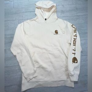 Carhartt Youth Hoodie Sweatshirt fleece pullover 
Size XL 18 -20  cream color